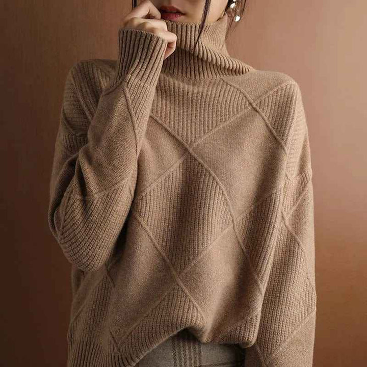 Women's Cashmere Turtleneck Sweater Brown