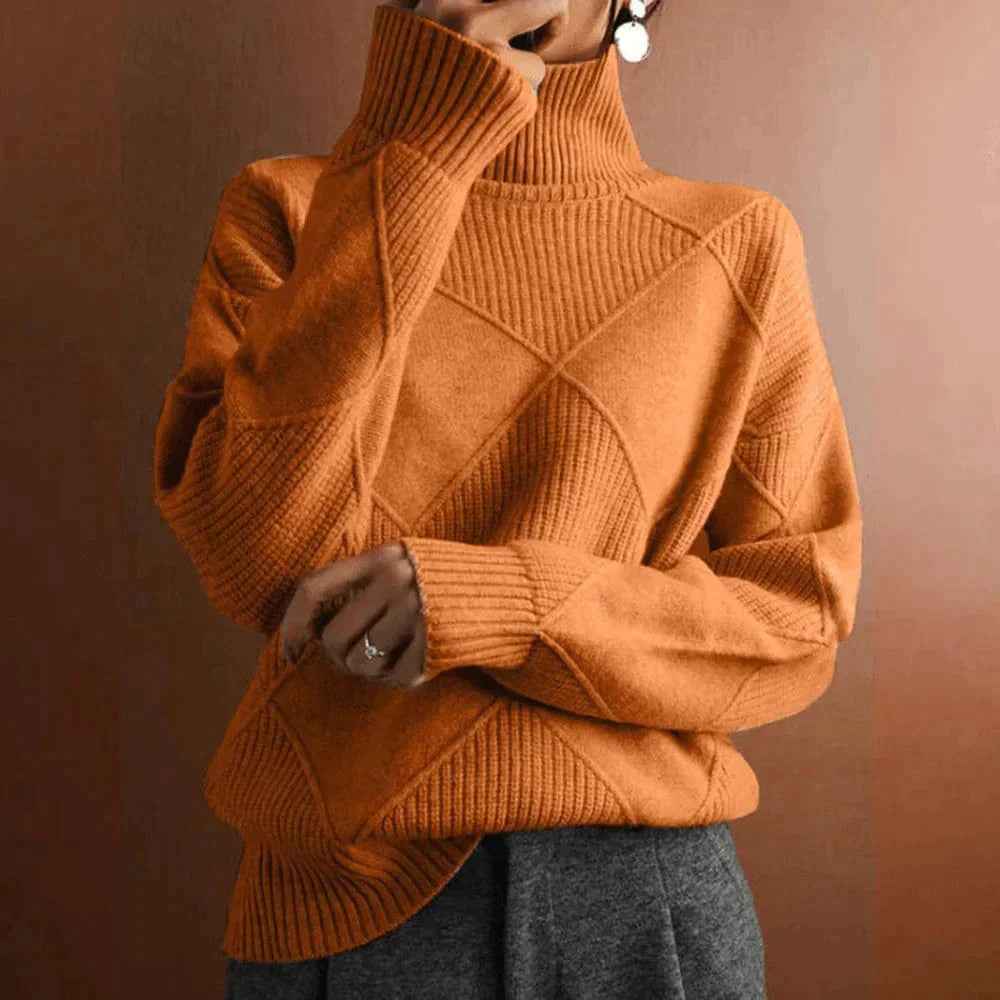 Women's Cashmere Turtleneck Sweater Orange