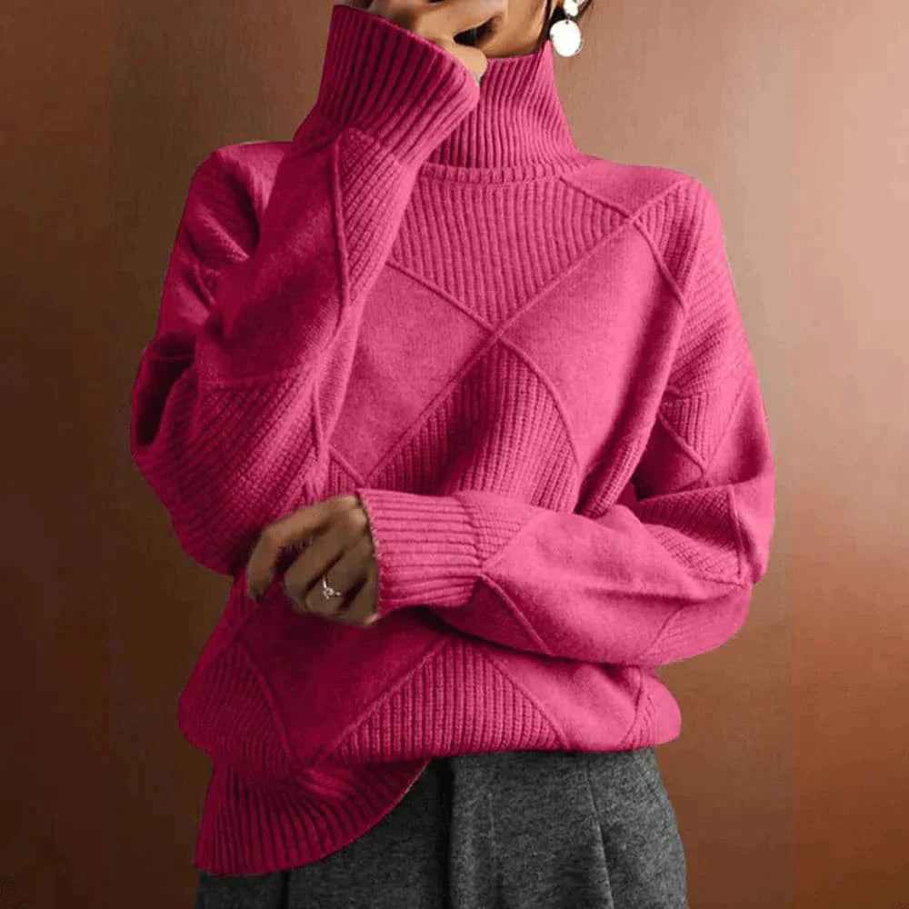 Women's Cashmere Turtleneck Sweater Pink
