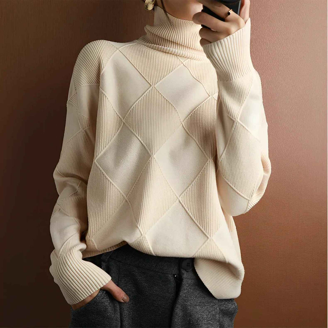 Women's Cashmere Turtleneck Sweater Beige