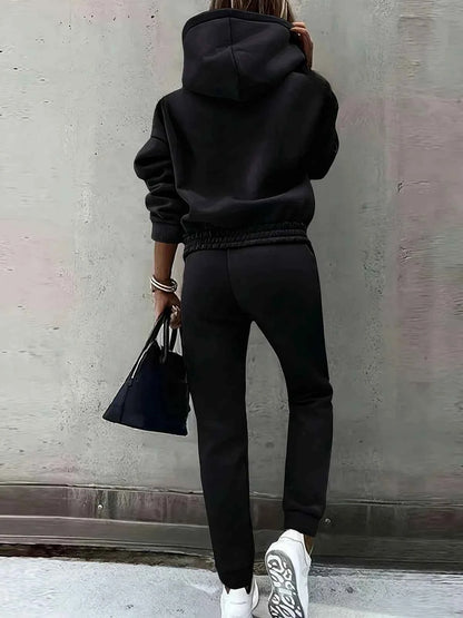 Women's Cotton Hoodie Relaxed Black Winter Brown