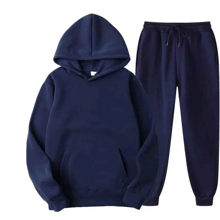 Women's Casual Pullover Hoodie & Sweatpants Set - Autumn/Winter Tracksuit Blue