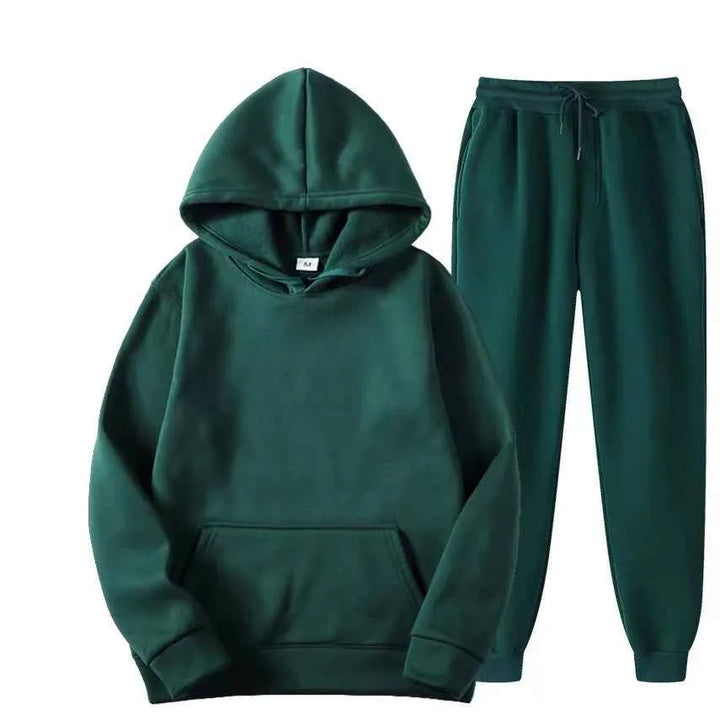 Women's Casual Pullover Hoodie & Sweatpants Set - Autumn/Winter Tracksuit Green