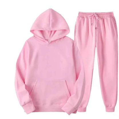 Women's Cotton Tracksuit Relaxed Fit Solid Drawstring Yellow Winter Pink