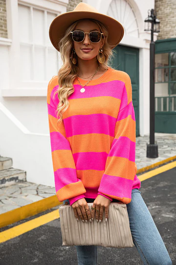 Women's Casual Striped Knitted Sweater