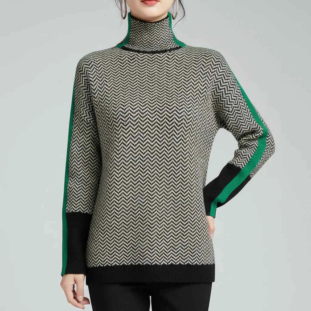 Women's Chevron Pattern Sweater Green