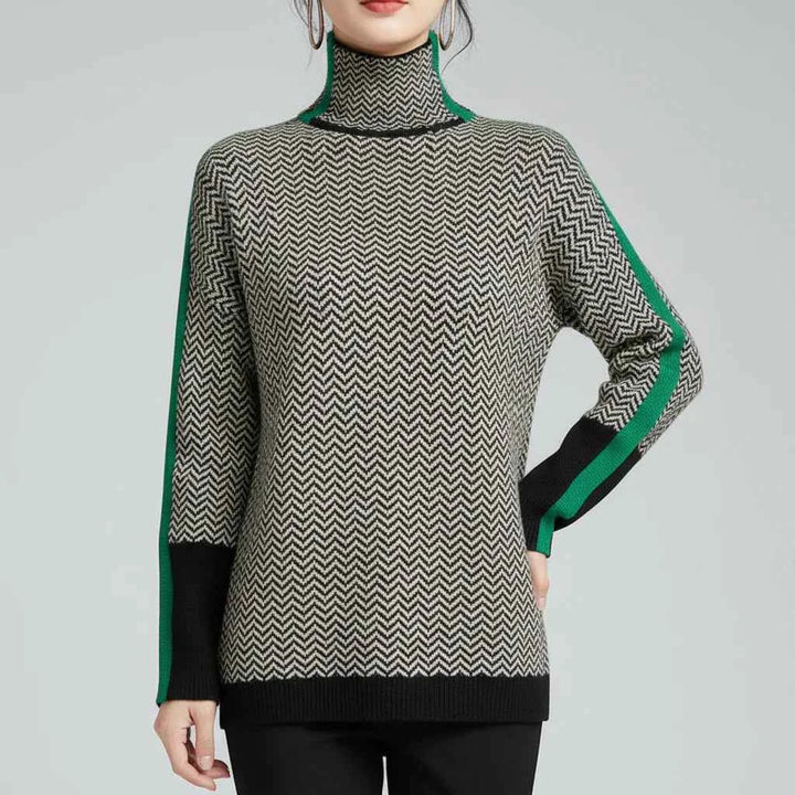 Women's Chevron Pattern Sweater Green
