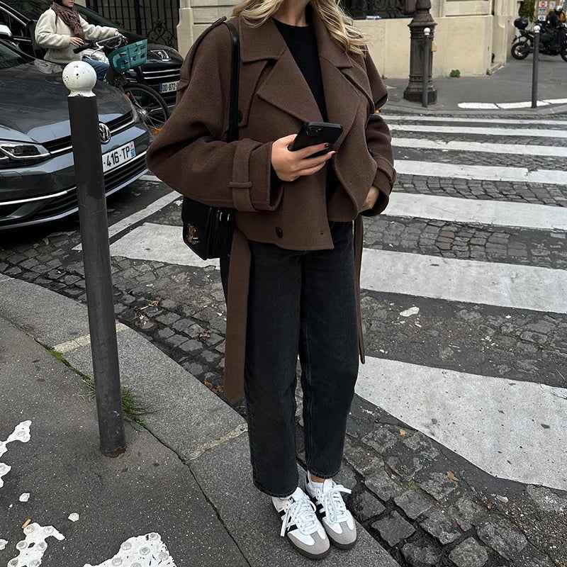 Women's Chic Wool Trench Coat Brown