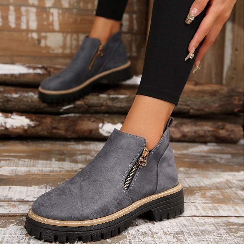 Women's Chunky Side Zip Ankle Booties