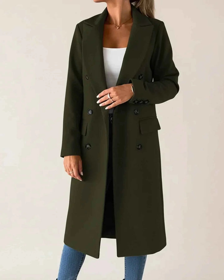 Women's Classic Long Trench Coat Army Green