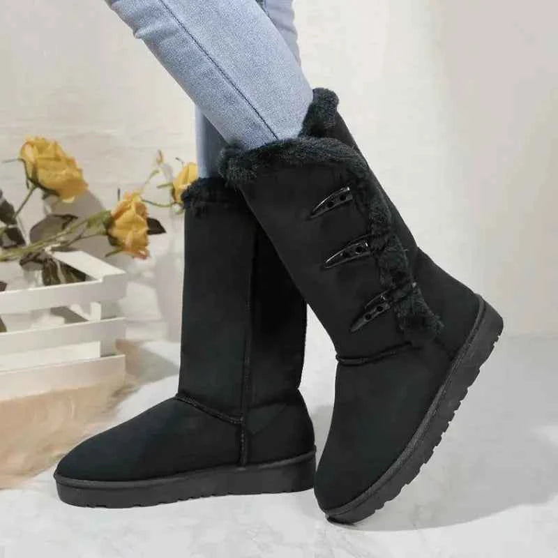 Women's Classic Plush Snow Boots – Cozy & Warm Winter Footwear Black