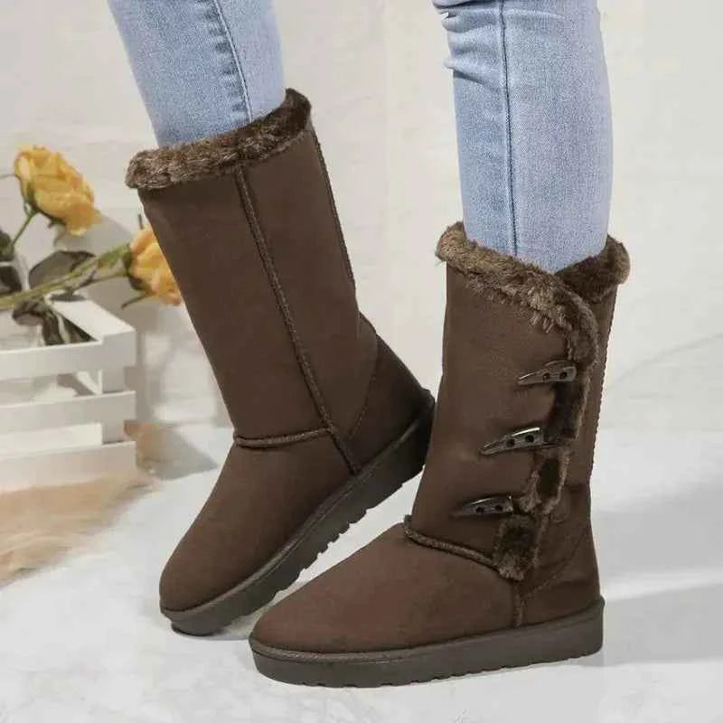 Women's Classic Plush Snow Boots – Cozy & Warm Winter Footwear Brown