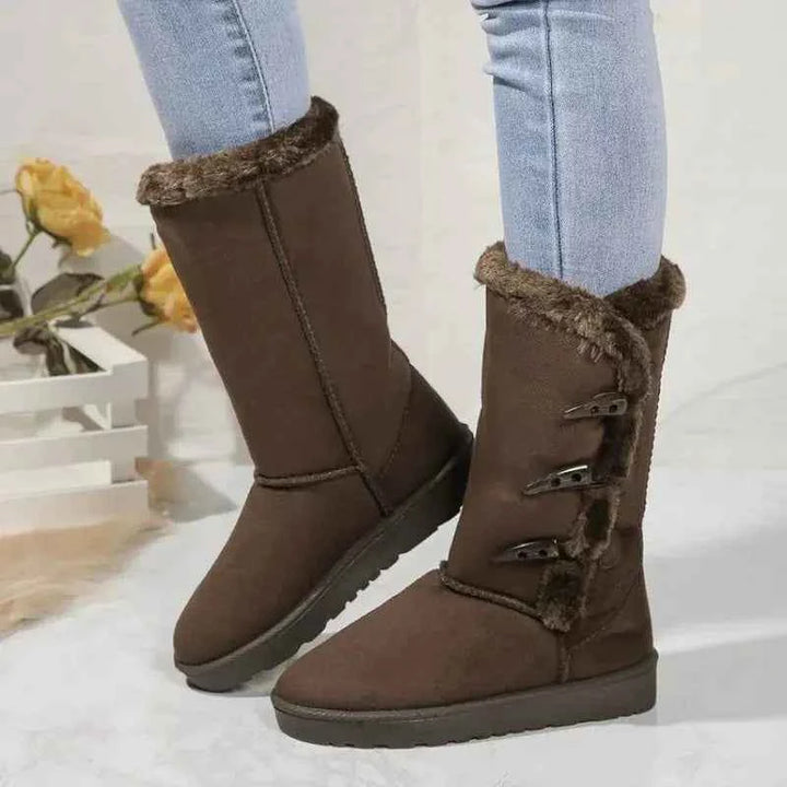 Women's Classic Plush Snow Boots – Cozy & Warm Winter Footwear Brown