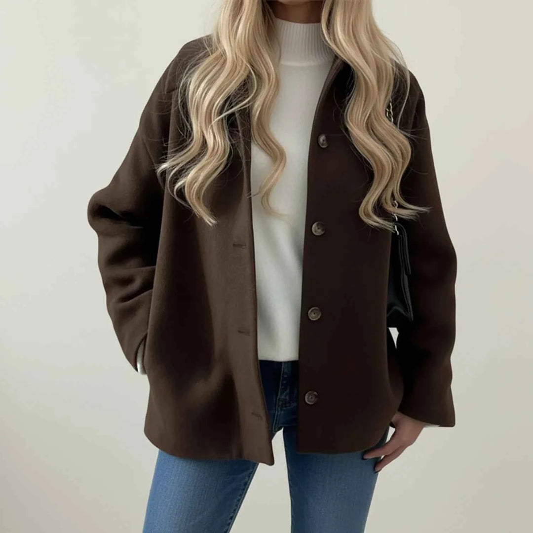 Women's Collared Overshirt Jacket Brown