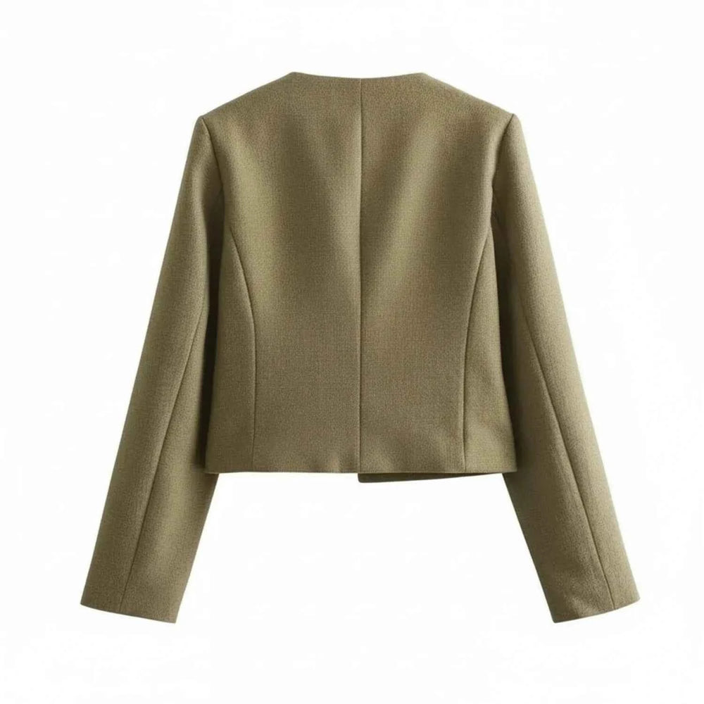 Women's Collarless Cropped Blazer Jacket