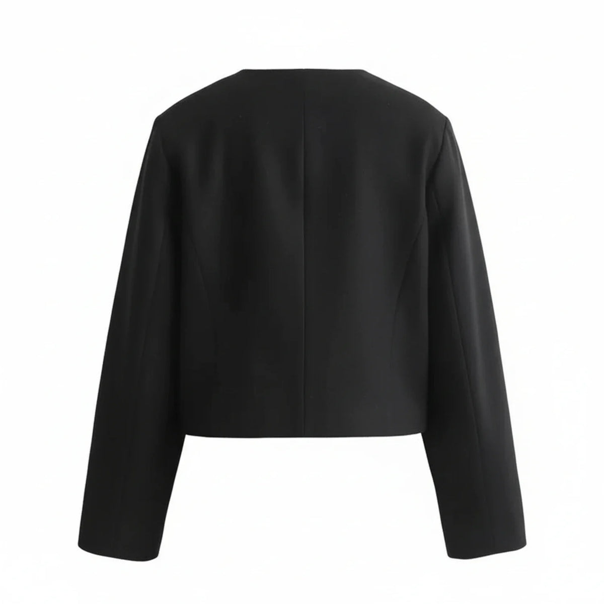 Women's Cropped Button Front Patch Pocket Khaki Winter Blazer