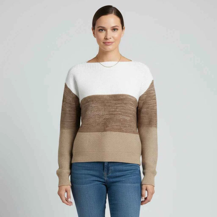 Women's Color Block Sweater Khaki