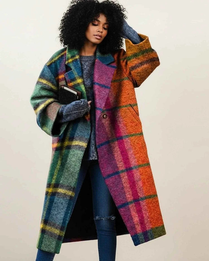Women's Colorful Long Winter Coat Multicolor