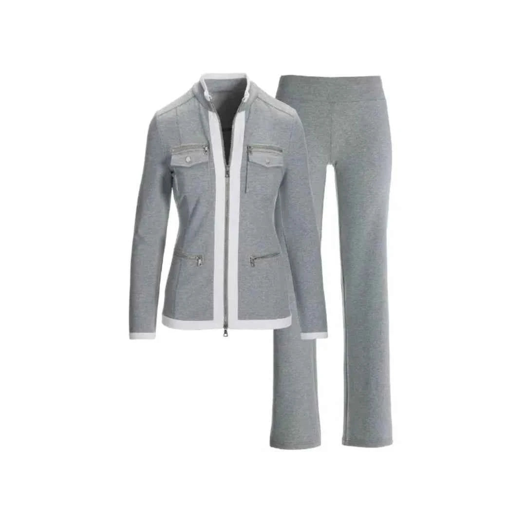 Women's Contrast-Trim Zip Jacket and Pant Set