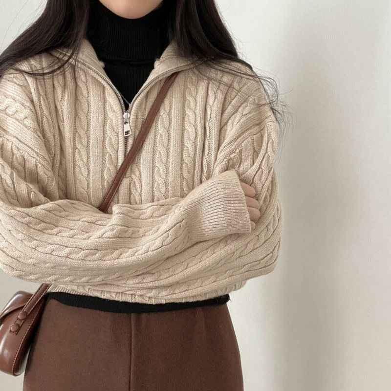 Women's Cotton Zipper Sweater