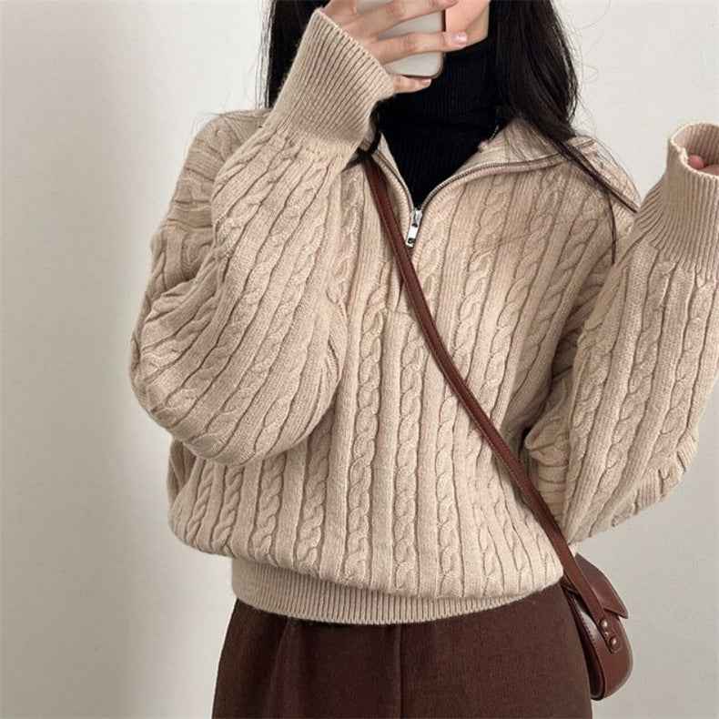 Women's Cotton Zipper Sweater