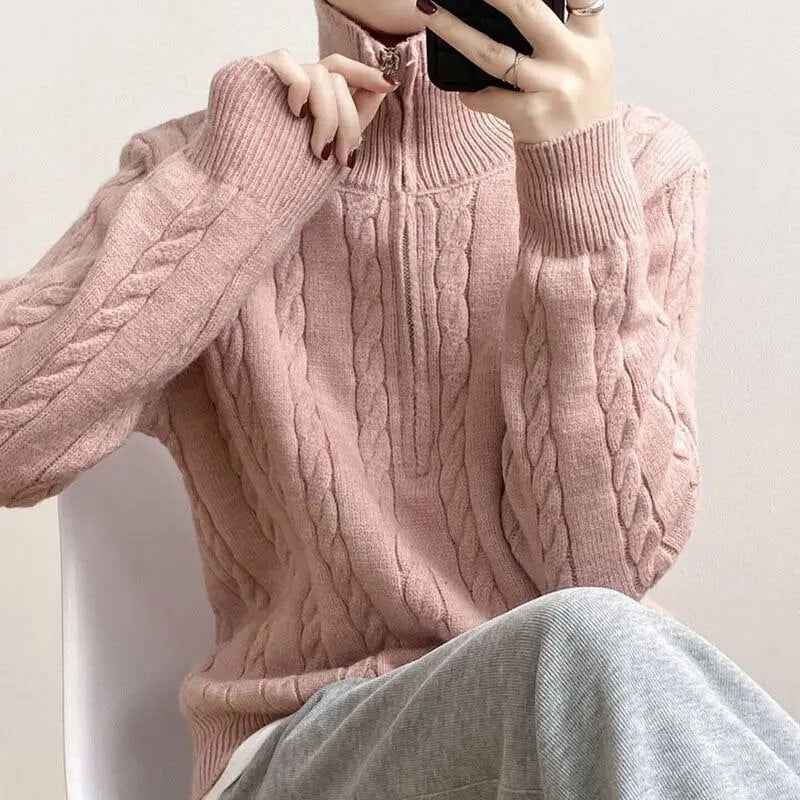 Women's Cotton Zipper Sweater