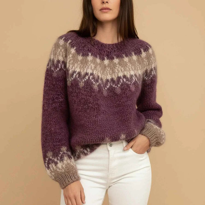 Women's Cozy Fair Isle Sweater Red