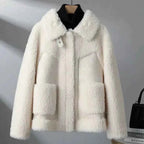 Women's Polyester Oversized Button-front Jacket Winter Essential Beige