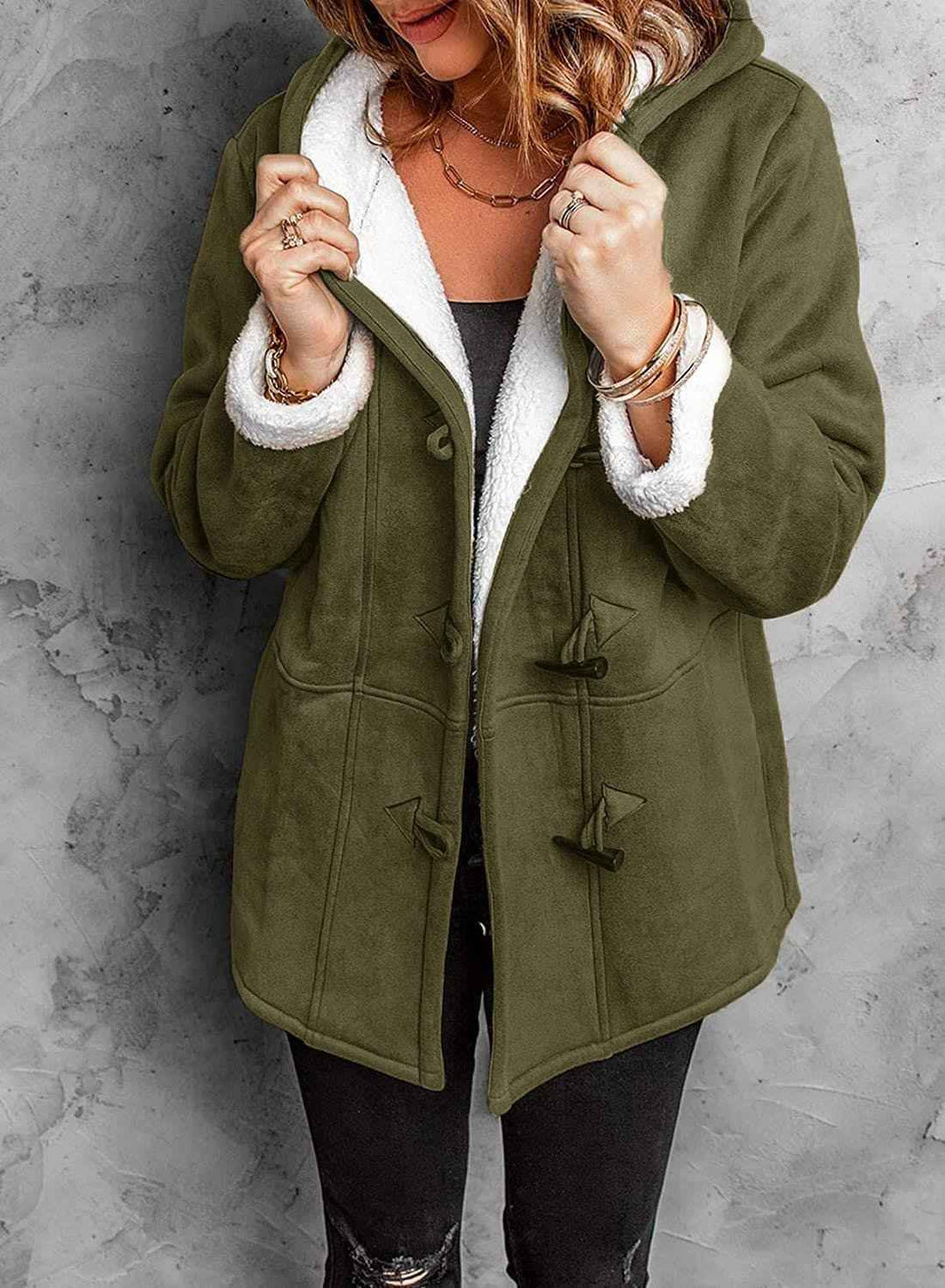 Women's Cozy Hooded Coat - Warm and Stylish Army Green