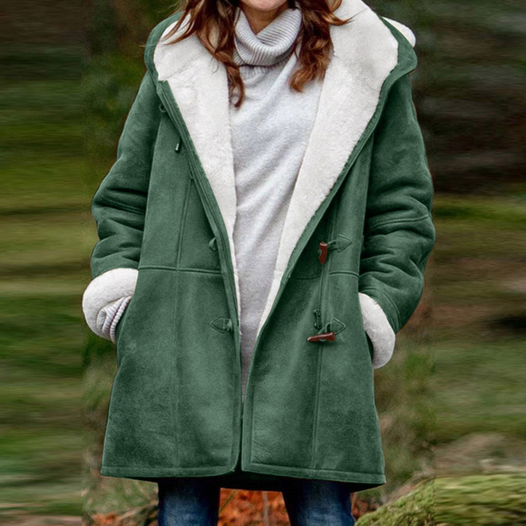 Women's Cozy Hooded Coat - Warm and Stylish Green