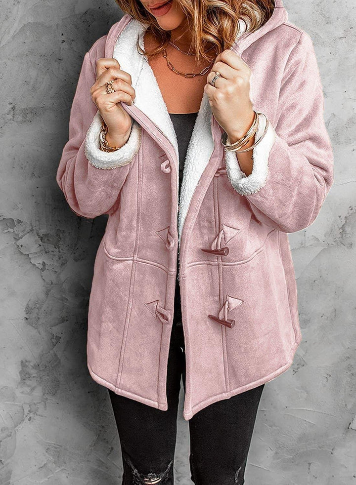 Women's Cozy Hooded Coat - Warm and Stylish Pink