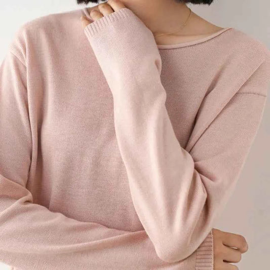 Women's Cashmere Relaxed Fit Sweater Winter Essential Knitwear Pink