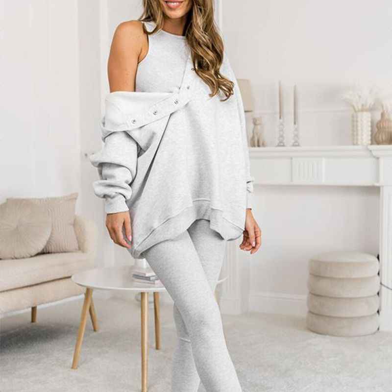 Women's Cozy Loungewear Set – Hoodie with Pocket & High-Waisted Leggings – Soft Fabric