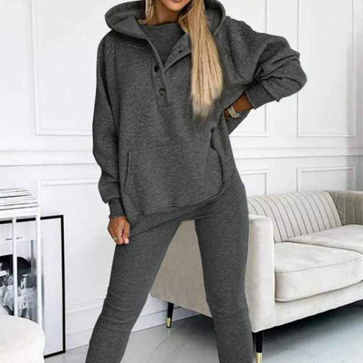 Women's Cozy Loungewear Set – Hoodie with Pocket & High-Waisted Leggings – Soft Fabric
