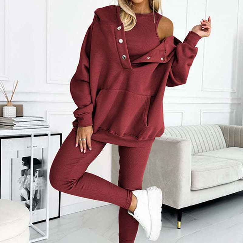 Women's Cozy Loungewear Set – Hoodie with Pocket & High-Waisted Leggings – Soft Fabric