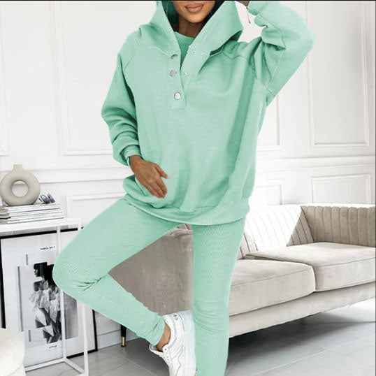 Women's Cozy Loungewear Set – Hoodie with Pocket & High-Waisted Leggings – Soft Fabric