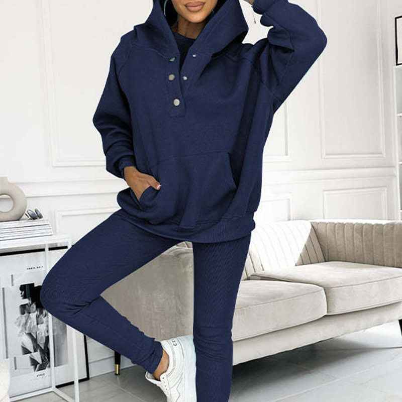Women's Cozy Loungewear Set – Hoodie with Pocket & High-Waisted Leggings – Soft Fabric