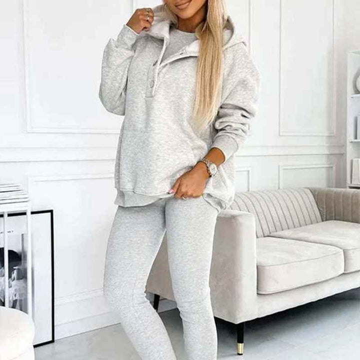 Women's Cozy Loungewear Set – Hoodie with Pocket & High-Waisted Leggings – Soft Fabric