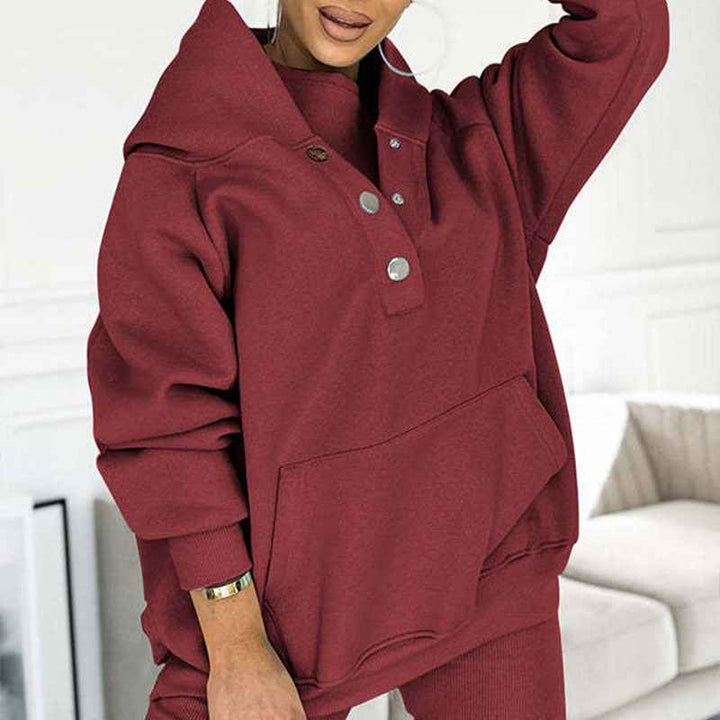 Women's Cozy Loungewear Set – Hoodie with Pocket & High-Waisted Leggings – Soft Fabric
