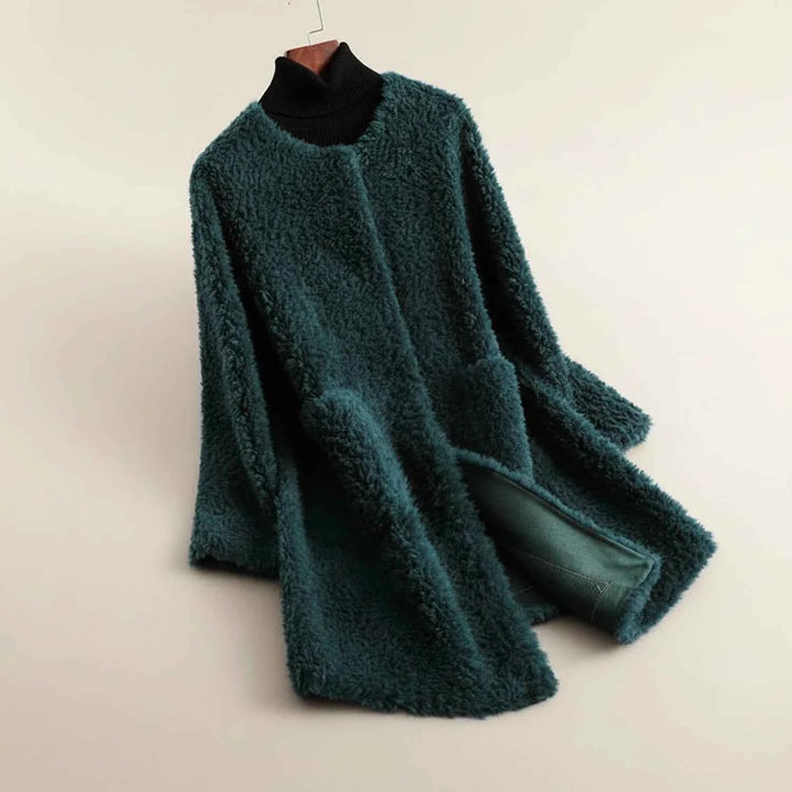 Women's Cozy Open-Front Teddy Winter Coat Green