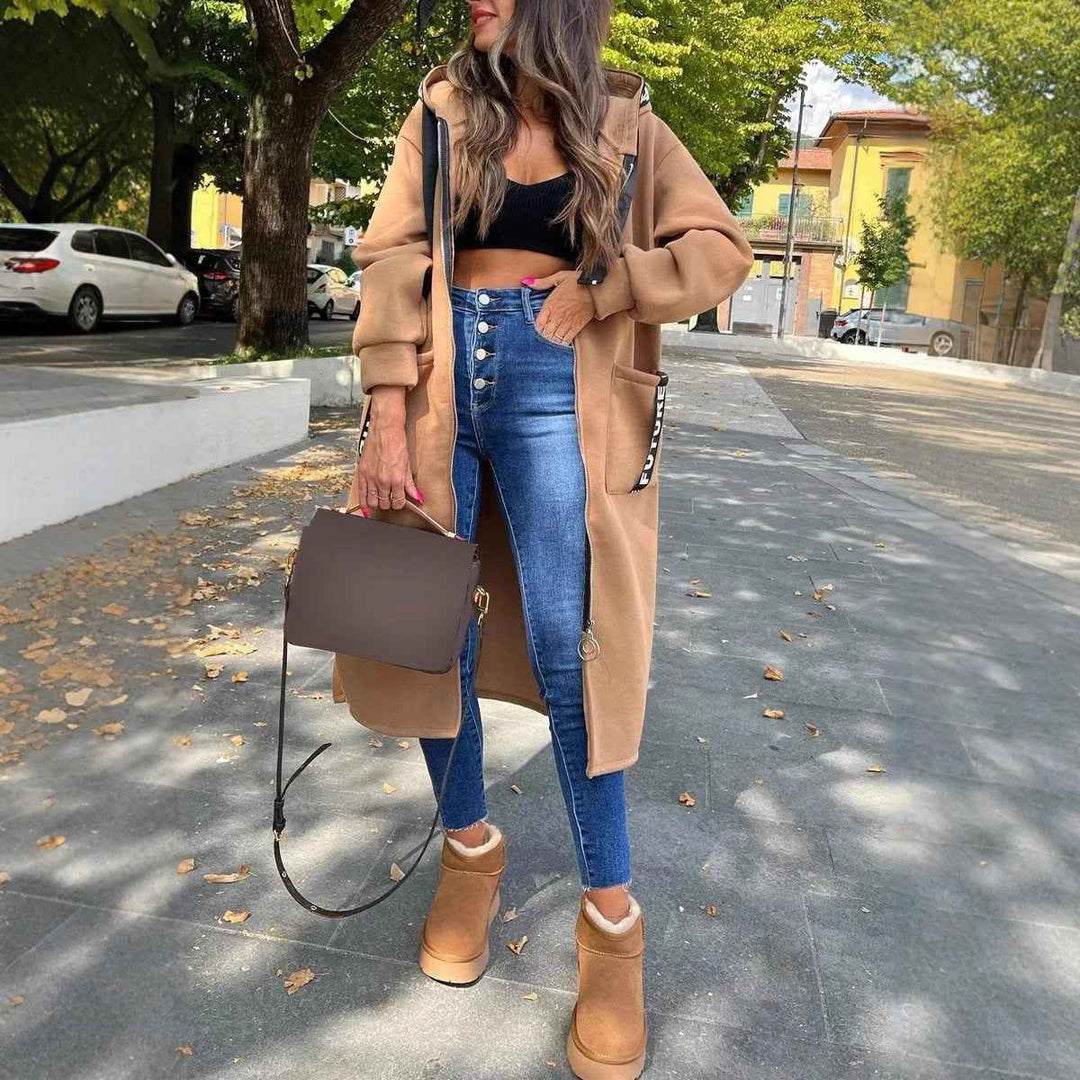 Women's Cozy Oversized Hoodie Coat Khaki