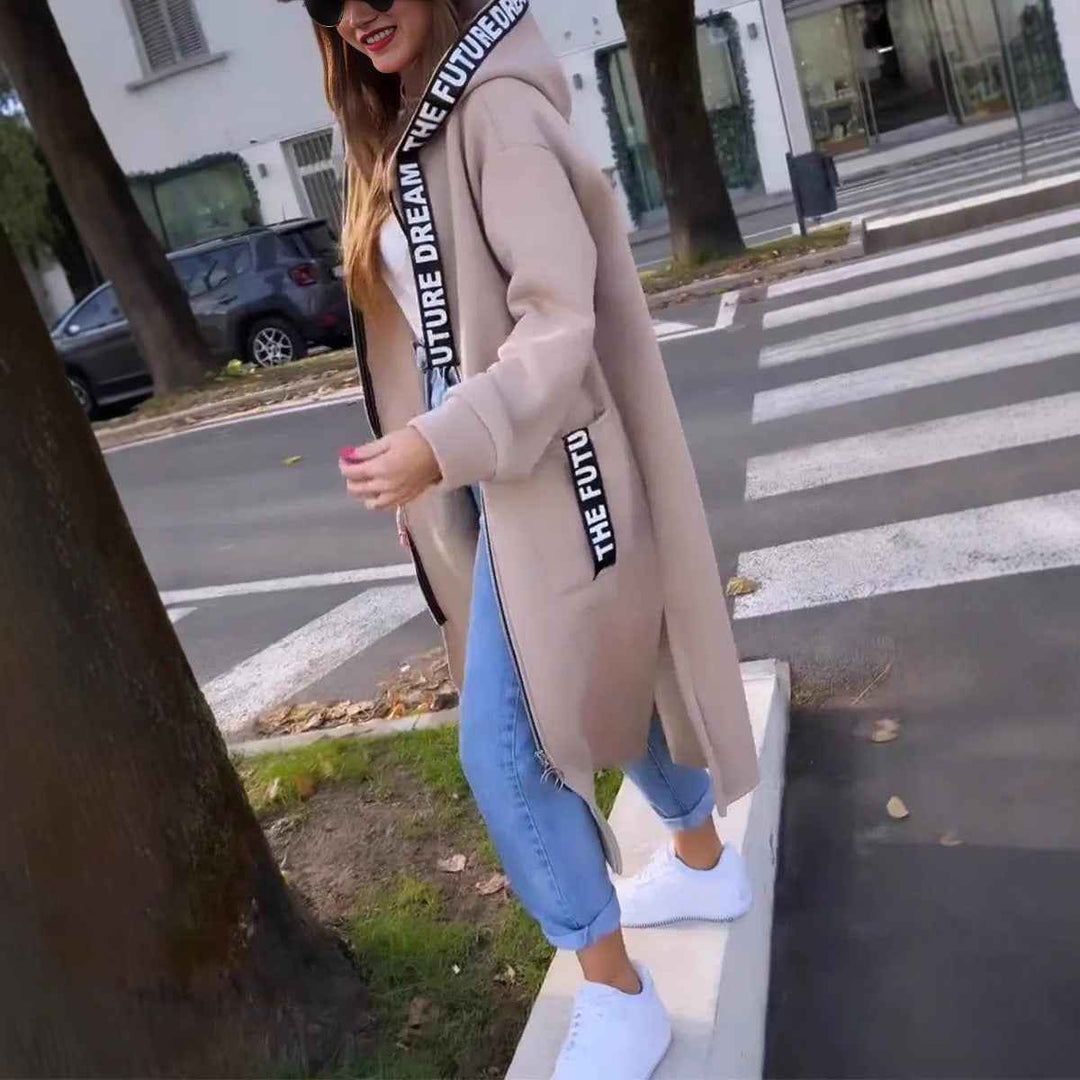 Women's Cozy Oversized Hoodie Coat Beige