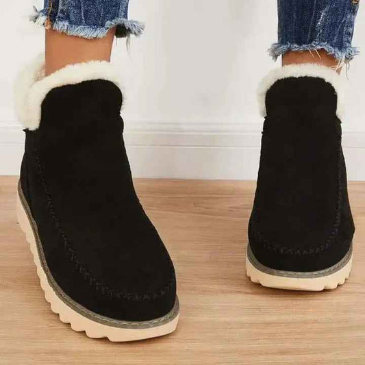 Women's Cozy Retro Thick-Soled Snow Boots – Stylish Winter Footwear Black