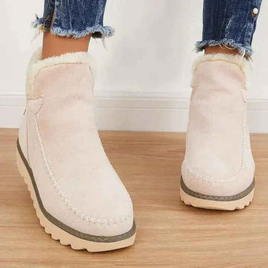 Women's Cozy Retro Thick-Soled Snow Boots – Stylish Winter Footwear Beige