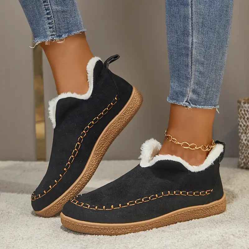 Women's Cozy Round Toe Ankle Boots – Stylish Comfort Footwear