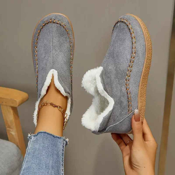 Women's Cozy Round Toe Ankle Boots – Stylish Comfort Footwear Gray