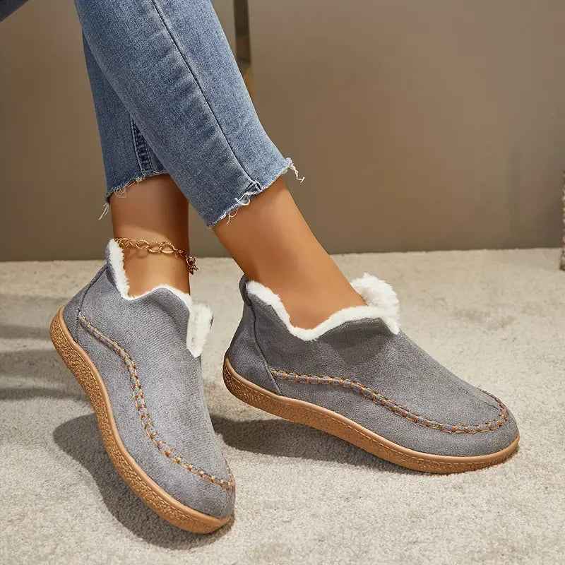 Women's Cozy Round Toe Ankle Boots – Stylish Comfort Footwear