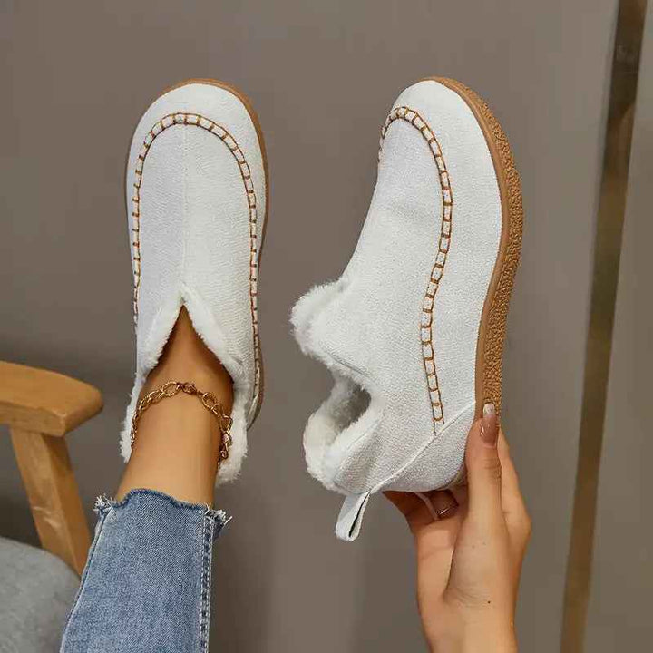 Women's Cozy Round Toe Ankle Boots – Stylish Comfort Footwear White