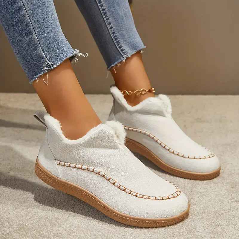 Women's Cozy Round Toe Ankle Boots – Stylish Comfort Footwear