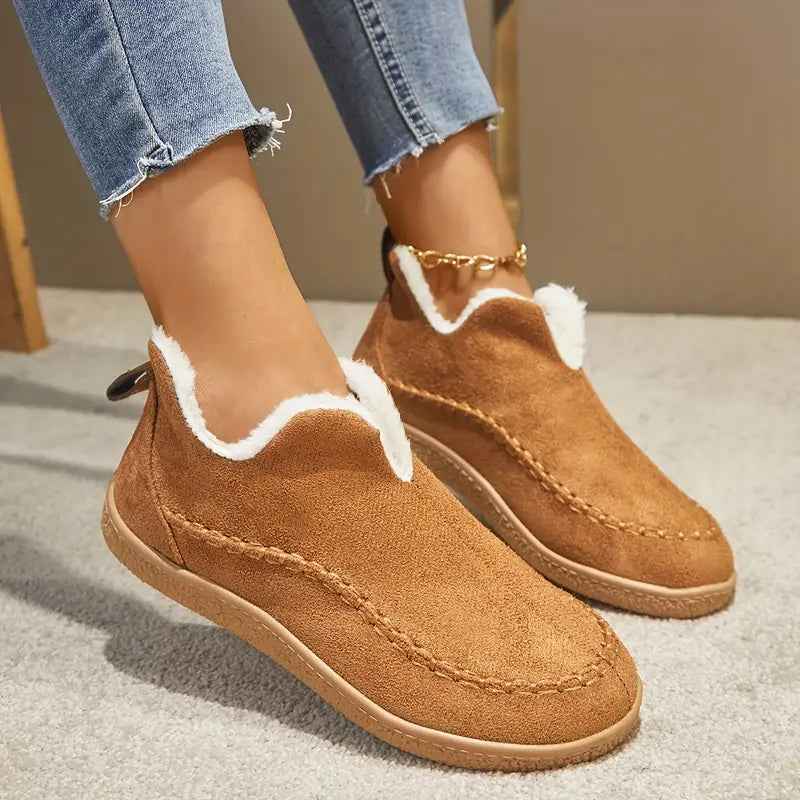 Women's Cozy Round Toe Ankle Boots – Stylish Comfort Footwear